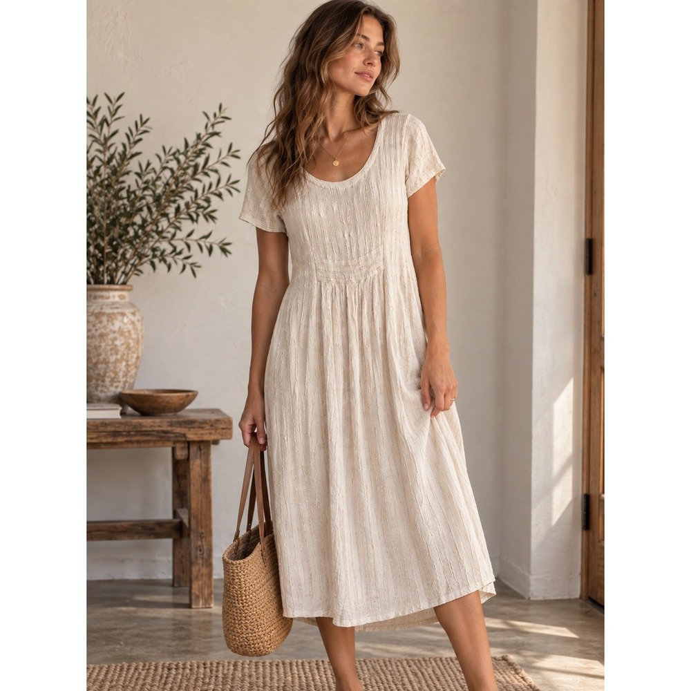 Vintage Wind River Rayon Midi Dress Lagenlook Boho 90s Minimalist Prairie S